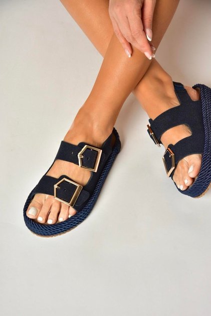 U 596330302 Navy Blue Suede Women's Sandals