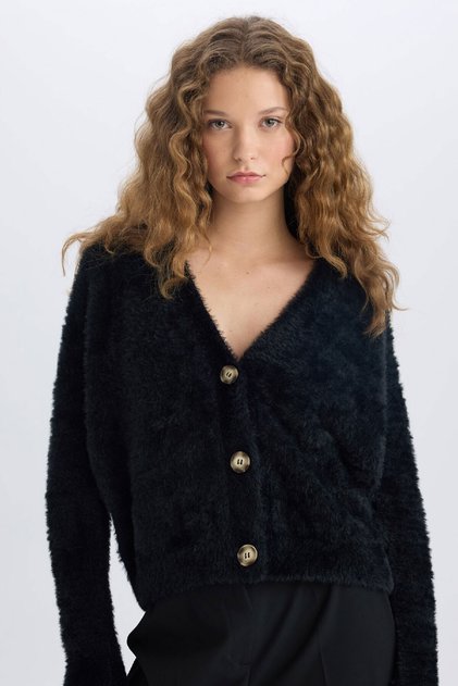 Oversized V-Neck Knitwear Cardigan K7886Azns