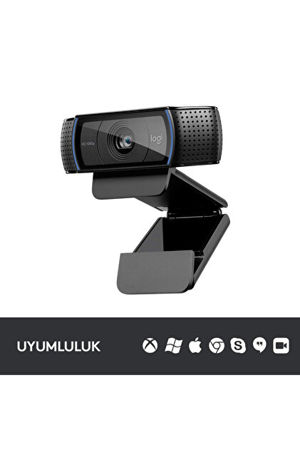 Logitech C920 HD Pro Webcam Siyah Kamera Full HD 1080p Mikrofonlu