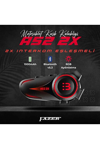 FAZER A52-2x 2 Kişilik Kask Bluetooth Kulaklık Mikrofon Seti