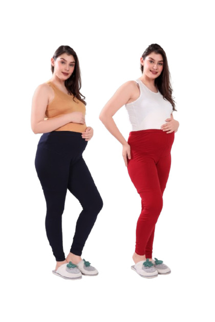 Pack of 2 Viscose Solid High Waist Maternity Leggings