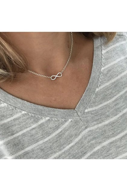 Silver Color Boho Charm Infinity Pendant Choker Necklace Femme Stainless Steel Couple Wedding Jewelr