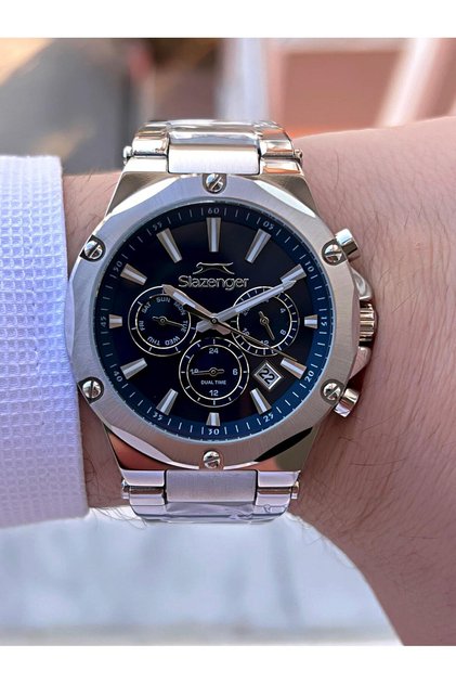 Sl.1.377 Slazenger Steel Band Inner Functions Active 5 Atm Waterproof Men Wristwatch