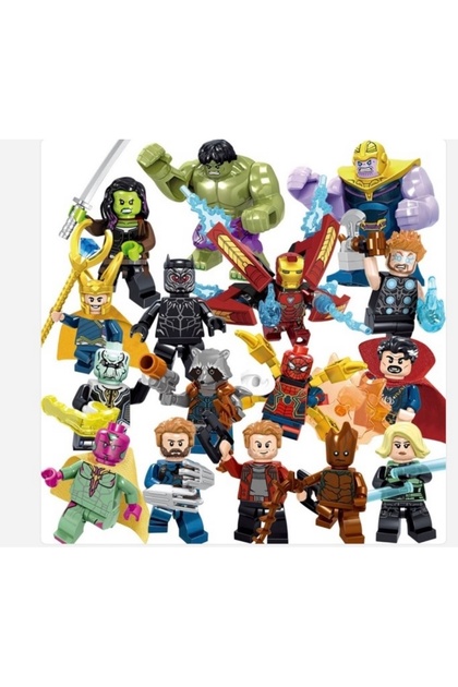 マーベル フィギュアセット 16体 marimari 16 lı Marvel Mini Figür Yapı Taşları seti serisi - Fiyatı