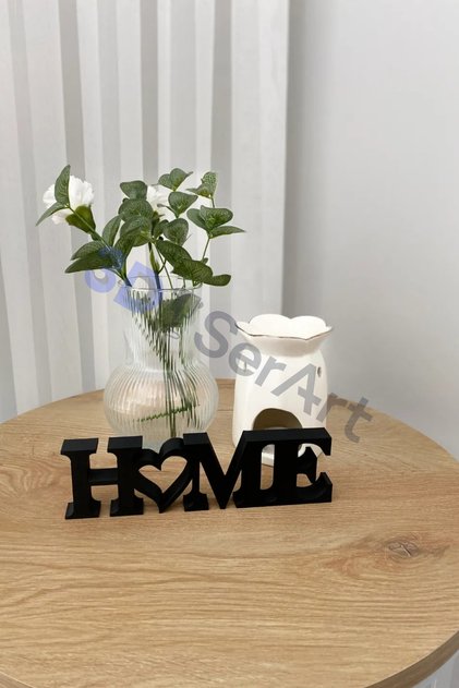Tasarım Home Yazısı Ev Dekorasyon Ürünü Beyaz Siyah