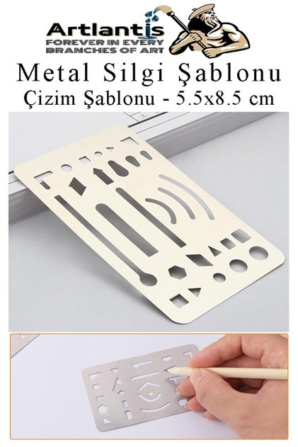 Silgi Şablonu Metal 5.5x8.5 cm 1 Adet Paslanmaz Çelik Silgi Şablonu Çizim Şablonu Cetveli Mimari Müh