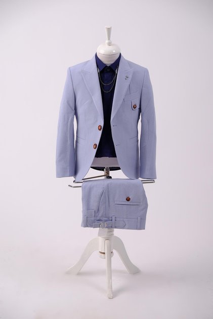Seersucker Boy's Slim Fit Suit