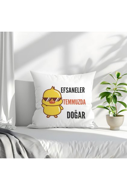 Legends Are Born in July Printed Birthday Gift Fiber Satin Decorative Pillow