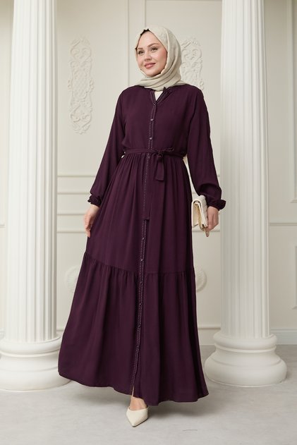Viscose Purple Dress with Punt on the Front