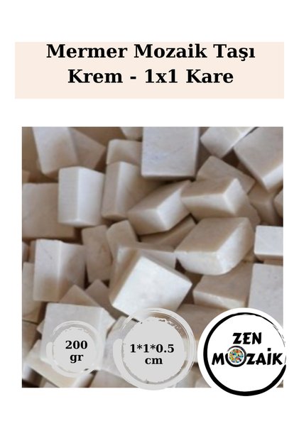 Sanatsal Mozaik Çalışmalarınız için Mermer Mozaik Taşı - (1*1 cm Kare)