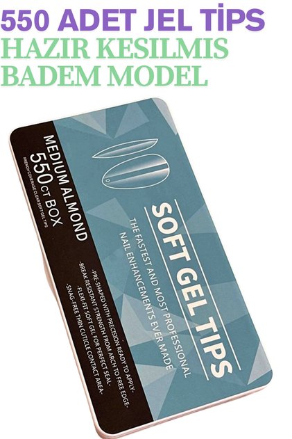 SOFT JEL TİPS BADEM MODEL 550 ADET -10 FARKLI BOY HER TIRNAGA UYGUN