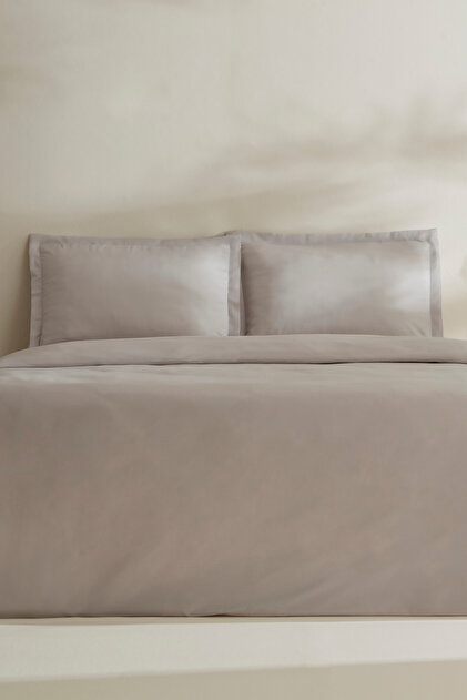 Jemma 120 Thread 100% Cotton Satin Double Duvet Cover Set Gray