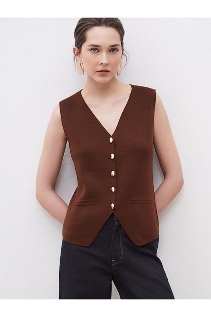 Alita City V-Neck Women's Knitwear Vest with a Difference