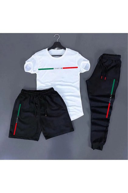 Men's Oversize Tracksuit Set - Shorts 3 Pieces Italy Printed