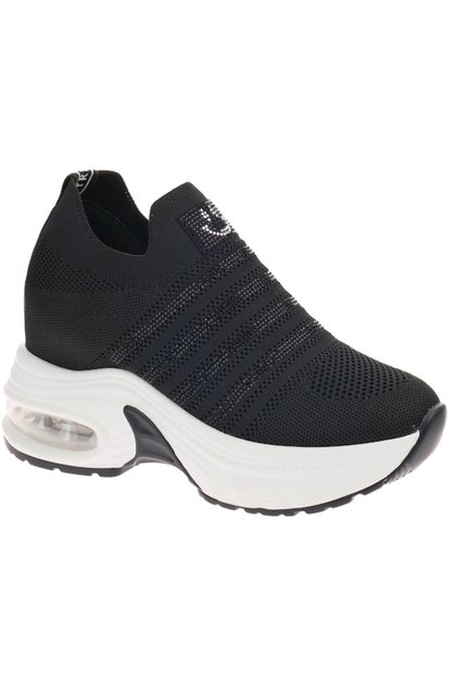 V25Ya-278 Black Knitwear Stone Women's Sports Shoes