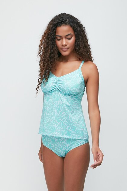High Waist Long Tankini 7741 Blue