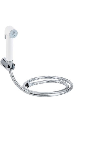 Grohe complete white bidet with silver braided handle