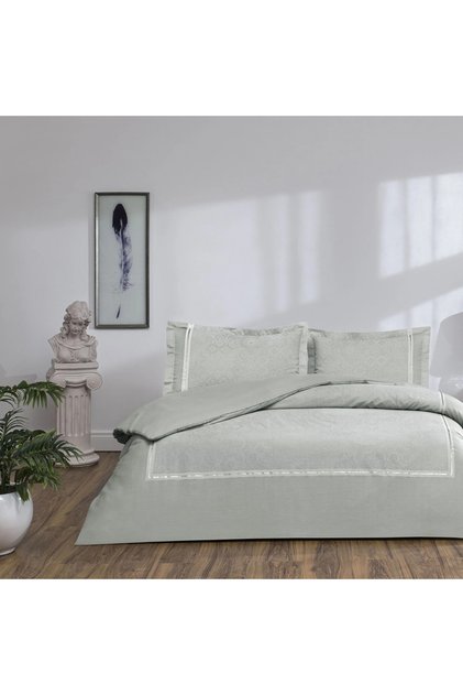 Taç New Season Cotton Satin Double Bedding Set Salvori̇a Gray