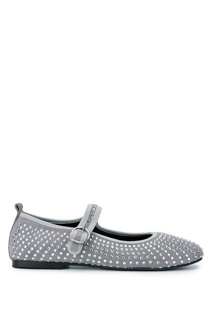 Women's Genuine Leather Gray Ballerina Shoes