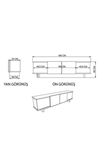 ALONEX HOME Diana 180 Cm Tv Ünitesi, Ceviz-mermer Desenli Tv