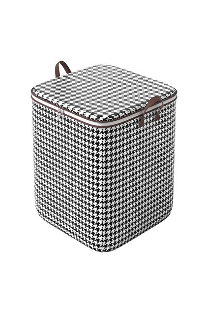 Cutie de Depozitare cu Fermoar, Pliabila, pentru Haine, Paturi, 50x50x70 cm, 180 L Carouri Alb Negru