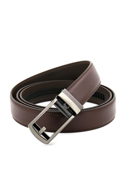 Perforation-Free Leather Smart Men's Belt with Automatic Buckle