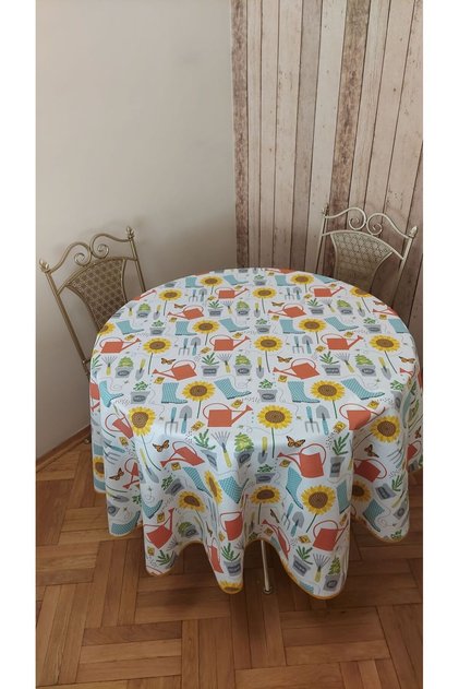 Round, Duck (Liquid Repellent, Stain Resistant) Fabric, Table Cloth