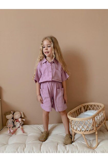 Yigit Boutique Girl's Set with Muslin Fabric Shorts