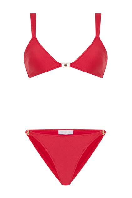 Aksesuarlı Fuşya Üçgen Bikini Takım