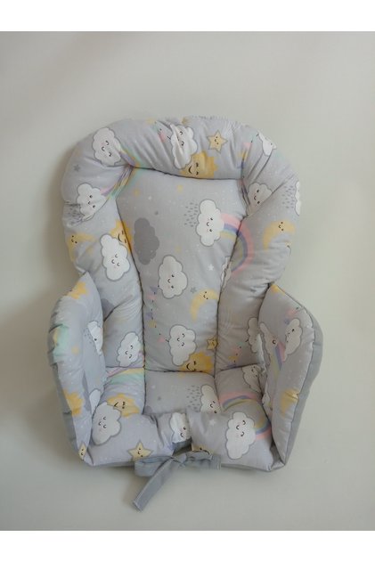 100% Cotton Fabric Double Sided Baby High Chair Cushion (Belt Passing Places Available)