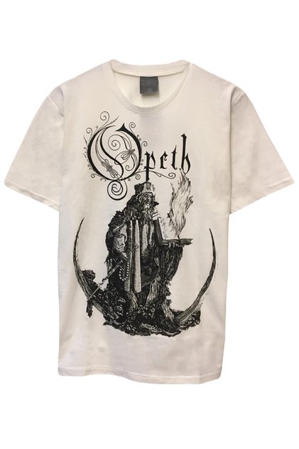 Unisex Rock Music Opeth Printed White T-Shirt