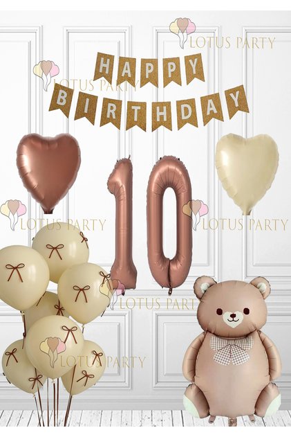 Retro Explorer Bear Birthday Set - Balloons &Banners