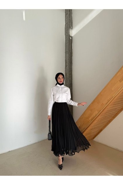 Şifon Piliseli Tesettür Etek