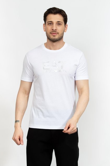 Erkek Bisiklet Yaka T-Shirt Beyaz