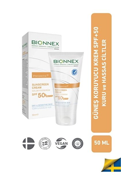 Bionnex Preventiva Kuru & Hassas Ciltler Için Yüz Güneş Kremi Spf