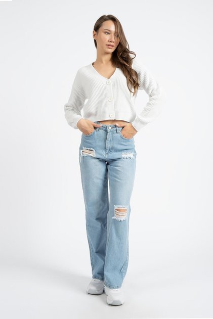 Bonita VT76 White Knitwear Cardigan - Buttoned