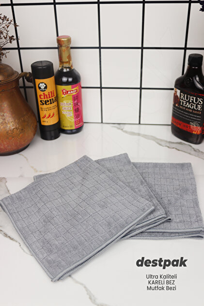3 Pcs Ultra Quality Checked Cloth - Microfiber - Stain Resistant Odor Resistant 40X40Cm - Countertop Kitchen Cloth