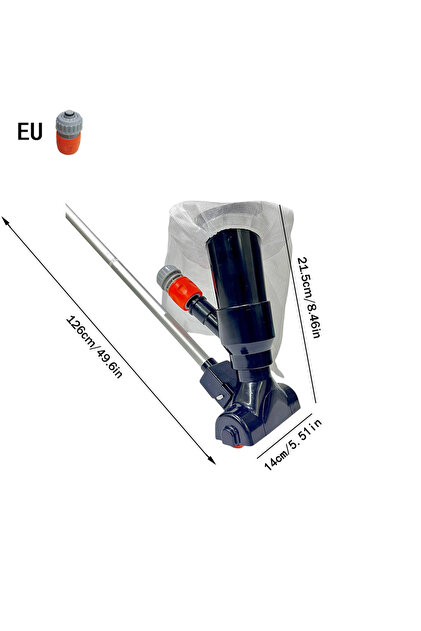 EU Plug Black Pool Vacuum Cleaning Set Clean Pool Bottoms Net Pool Filter Swimming Cleaner Set Outd