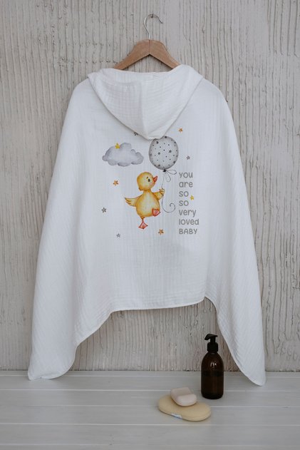 4 Layers Muslin Hooded Towel - for Baby - Cute Duck