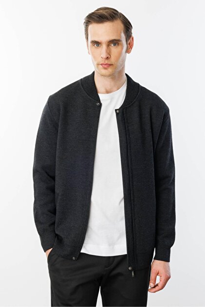 Desen Men's Judge Collar Steel Knitwear Wool Jacket- Trendyol