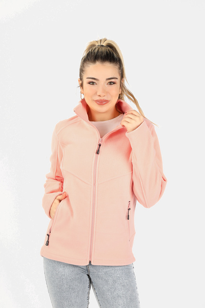 Kadın Balıkçı Fermuarlı Sweatshirt Pembe