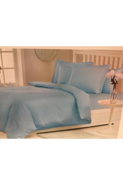 Double Ranforce Satin Duvet Cover Set Line Petrol