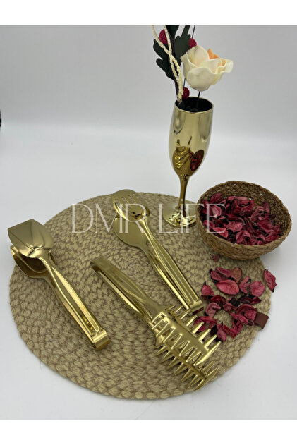 Demir Çeyiz Dmr Life 8 Parça Gold Sos Servis Seti Ve Maşa Servis