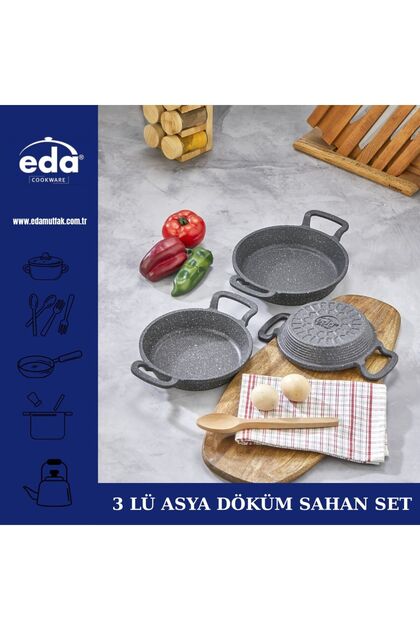 えーさん様3点セット Eda ZK-900 Döküm Granit 3'lü Sahan Seti Siyah (6 adet Silikon