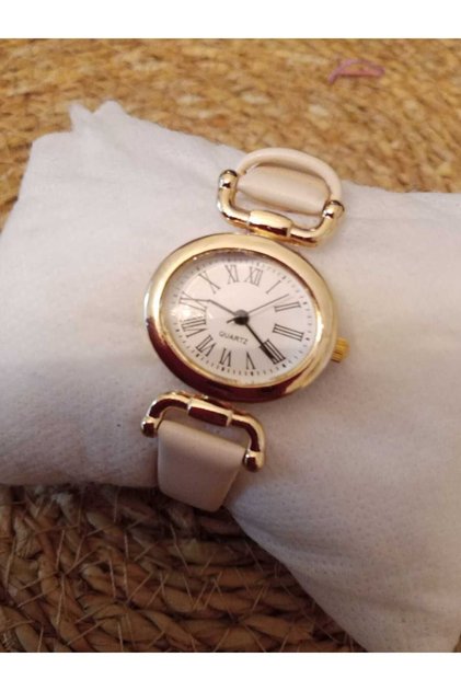 Beige Color Cord Special Series Women's Wristwatch Minimal Design