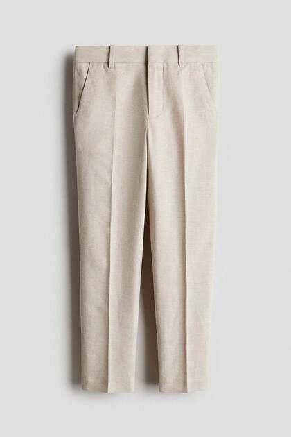 Linen-blend suit trousers