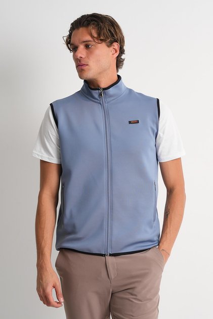 Stand Collar Zippered Side Pocket Sleeveless Vest
