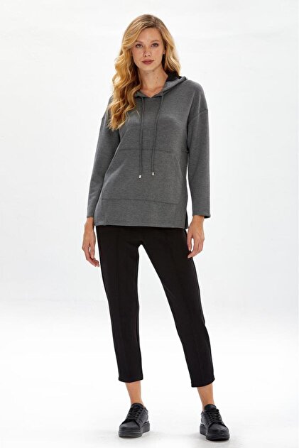 Yanı Çıtçıtlı Kanguru Cepli Kapüşonlu S-Shirt 234-2104