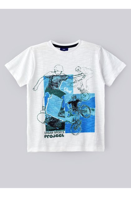Urban Sports Project' Athletic Graphic T-Shirt for Boys - White
