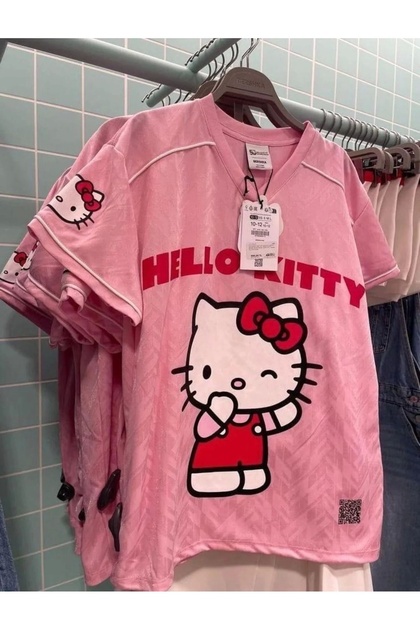 Violon Pink Hello Kitty Jersey T-Shirt- Trendyol